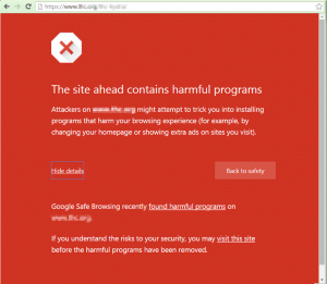 impacts of hacked site (screenshot)
